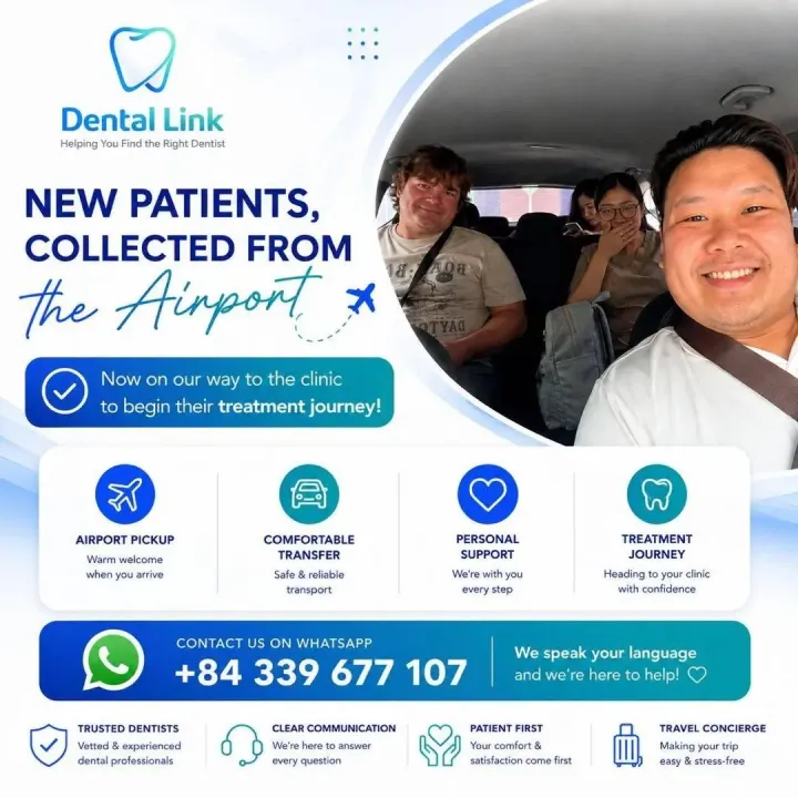 Dental Link card: new patients collected from the airport, on the way to the clinic