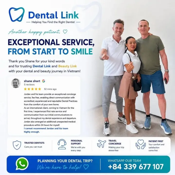 Dental Link card: Shane with Jordan and a team member